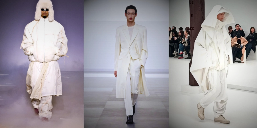 Coats are draped with white