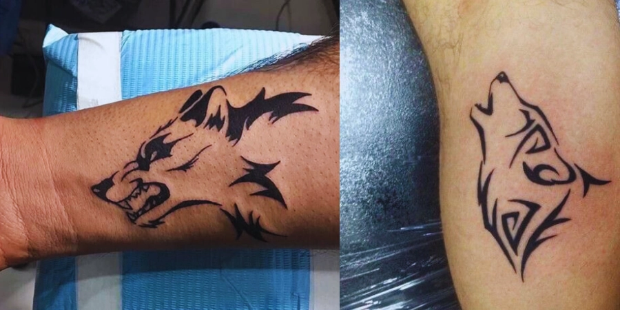Simple Tribal Wolf Tattoo